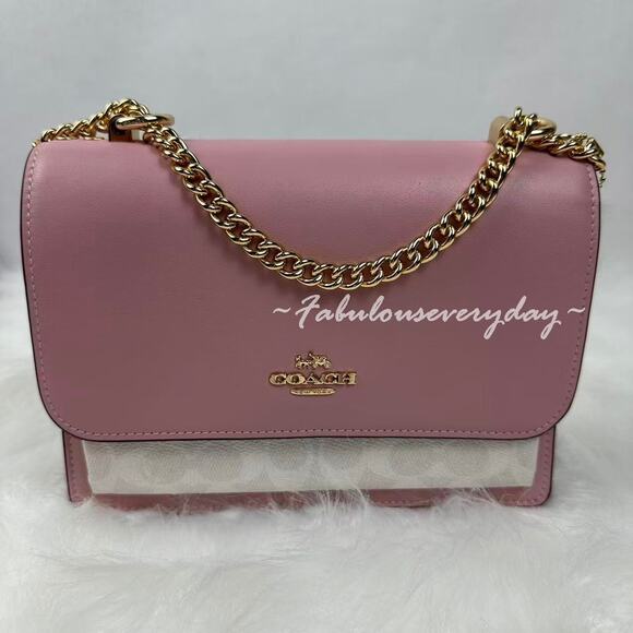 Coach Klare Crossbody Bag In Signature Canvas & Leather/Gold/Carnation CV978 - Picture 5 of 13